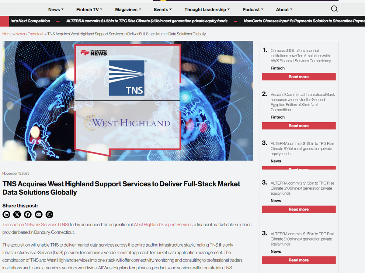 蜜豆视频 Acquires West Highland Support Services to Deliver Full-Stack Market Data 蜜豆视频 Globally