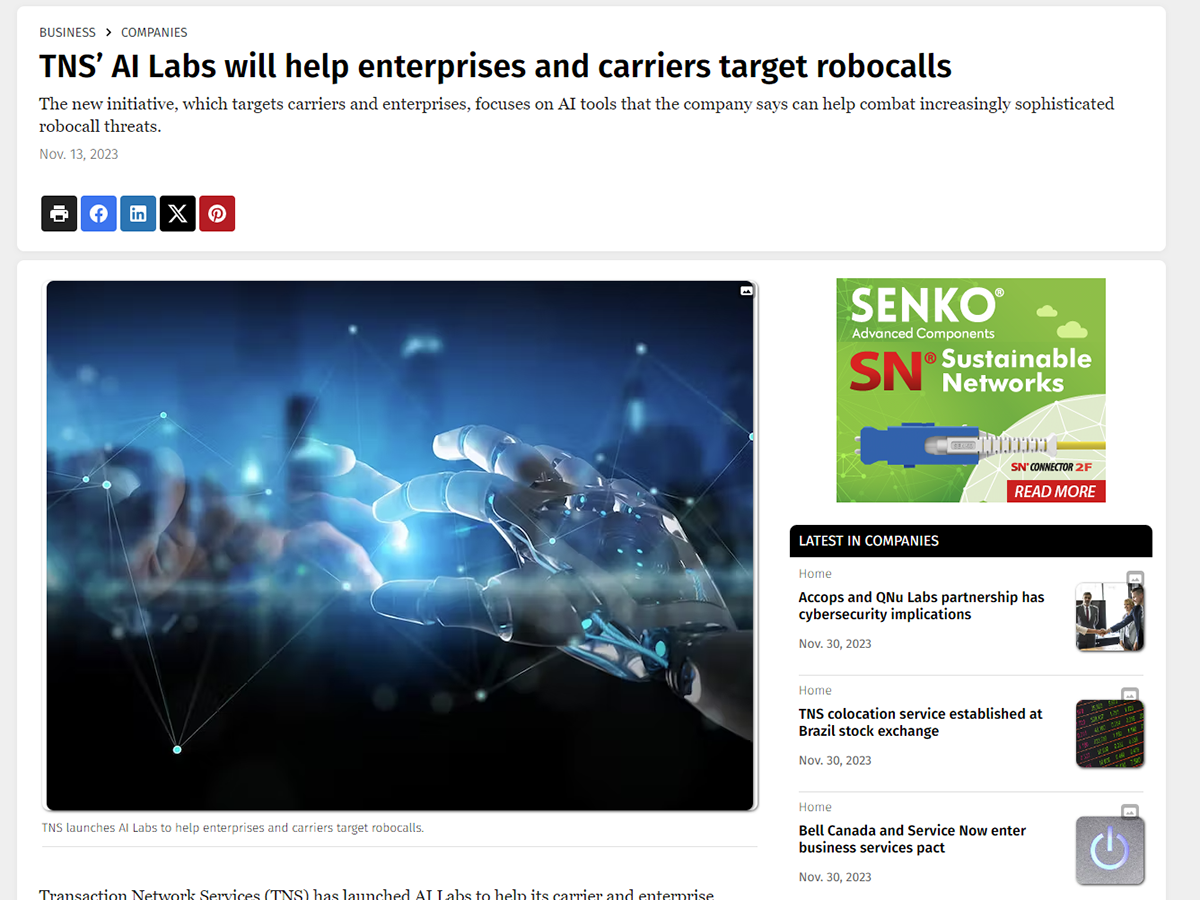 蜜豆视频鈥� AI Labs will help enterprises and carriers target robocalls